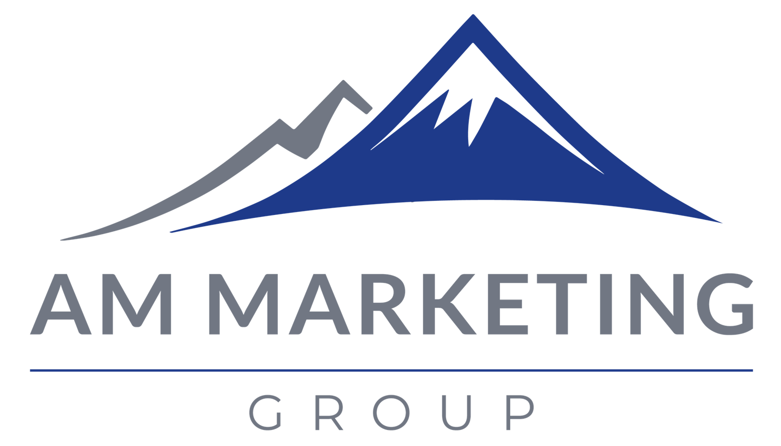AM Marketing Group logo featuring a stylized mountain design, representing digital marketing services for local businesses.