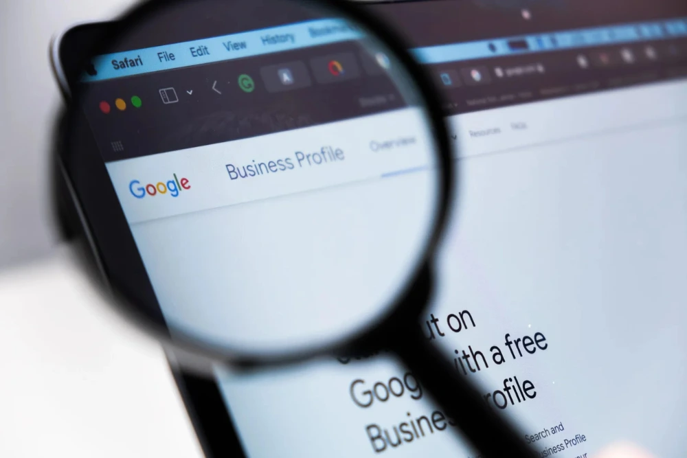Google Business Profile displayed on a laptop screen, highlighting digital marketing strategies to enhance online visibility and attract more customers.